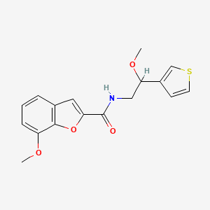 molecular formula C17H17NO4S B2801928 7-甲氧基-N-(2-甲氧基-2-(噻吩-3-基)乙基)苯并呋喃-2-甲酰胺 CAS No. 1448129-02-9