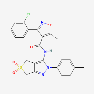 molecular formula C23H19ClN4O4S B2801929 3-(2-chlorophenyl)-N-(5,5-dioxido-2-(p-tolyl)-4,6-dihydro-2H-thieno[3,4-c]pyrazol-3-yl)-5-methylisoxazole-4-carboxamide CAS No. 449788-41-4