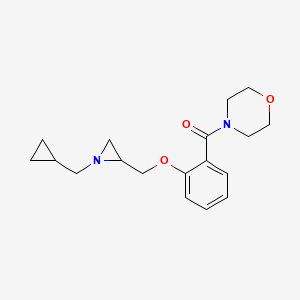 molecular formula C18H24N2O3 B2801931 [2-[[1-(Cyclopropylmethyl)aziridin-2-yl]methoxy]phenyl]-morpholin-4-ylmethanone CAS No. 2418643-17-9