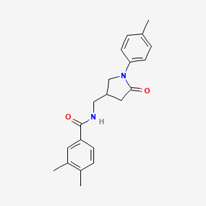 3,4-dimethyl-N-((5-oxo-1-(p-tolyl)pyrrolidin-3-yl)methyl)benzamide
