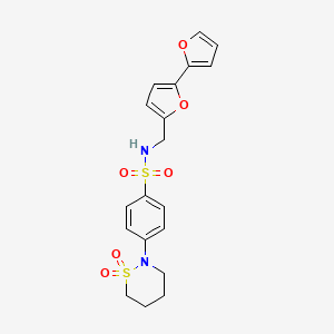 molecular formula C19H20N2O6S2 B2801942 N-([2,2'-bifuran]-5-ylmethyl)-4-(1,1-dioxido-1,2-thiazinan-2-yl)benzenesulfonamide CAS No. 2034251-59-5