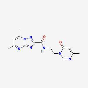 molecular formula C15H17N7O2 B2801943 5,7-dimethyl-N-(2-(4-methyl-6-oxopyrimidin-1(6H)-yl)ethyl)-[1,2,4]triazolo[1,5-a]pyrimidine-2-carboxamide CAS No. 1421464-42-7