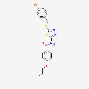 molecular formula C20H20BrN3O2S2 B2801971 N-(5-((4-溴苄基)硫代)-1,3,4-噻二唑-2-基)-4-丁氧基苯甲酰胺 CAS No. 392302-95-3