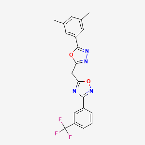 molecular formula C20H15F3N4O2 B2801973 5-((5-(3,5-Dimethylphenyl)-1,3,4-oxadiazol-2-yl)methyl)-3-(3-(trifluoromethyl)phenyl)-1,2,4-oxadiazole CAS No. 1251587-46-8