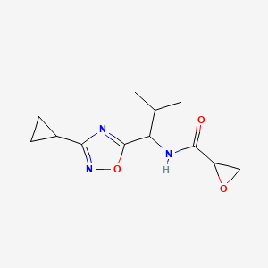 molecular formula C12H17N3O3 B2801984 N-[1-(3-Cyclopropyl-1,2,4-oxadiazol-5-yl)-2-methylpropyl]oxirane-2-carboxamide CAS No. 2411314-39-9