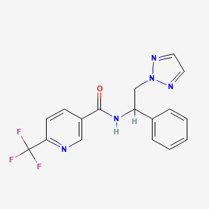 molecular formula C17H14F3N5O B2801985 N-(1-苯基-2-(2H-1,2,3-三唑-2-基)乙基)-6-(三氟甲基)烟酰胺 CAS No. 2034406-11-4