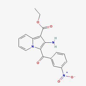 molecular formula C18H15N3O5 B2801998 Ethyl 2-amino-3-(3-nitrobenzoyl)indolizine-1-carboxylate CAS No. 903311-68-2