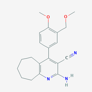 molecular formula C20H23N3O2 B280200 2-amino-4-[4-methoxy-3-(methoxymethyl)phenyl]-6,7,8,9-tetrahydro-5H-cyclohepta[b]pyridine-3-carbonitrile 