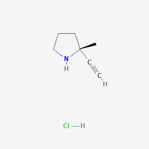 molecular formula C7H12ClN B2802000 (2R)-2-乙炔基-2-甲基吡咯啉 盐酸盐 CAS No. 2230789-53-2