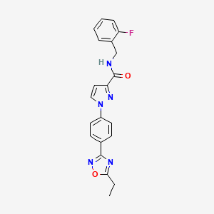 molecular formula C21H18FN5O2 B2802007 1-(4-(5-ethyl-1,2,4-oxadiazol-3-yl)phenyl)-N-(2-fluorobenzyl)-1H-pyrazole-3-carboxamide CAS No. 1251561-42-8