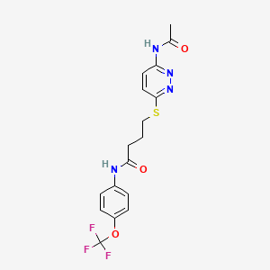 4-((6-acetamidopyridazin-3-yl)thio)-N-(4-(trifluoromethoxy)phenyl)butanamide