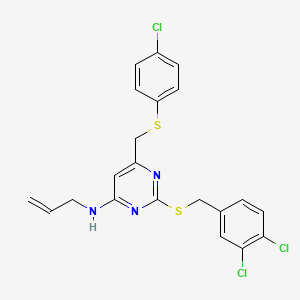 N-allyl-6-{[(4-chlorophenyl)sulfanyl]methyl}-2-[(3,4-dichlorobenzyl)sulfanyl]-4-pyrimidinamine