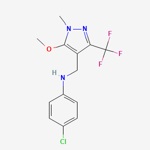 molecular formula C13H13ClF3N3O B2802019 4-氯-N-{[5-甲氧基-1-甲基-3-(三氟甲基)-1H-嘧啶-4-基]甲基}苯胺 CAS No. 955975-52-7