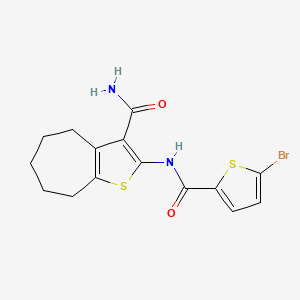 molecular formula C15H15BrN2O2S2 B2802024 2-(5-bromothiophene-2-carboxamido)-5,6,7,8-tetrahydro-4H-cyclohepta[b]thiophene-3-carboxamide CAS No. 477539-27-8
