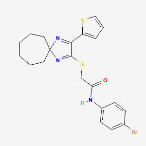 N-(4-bromophenyl)-2-((3-(thiophen-2-yl)-1,4-diazaspiro[4.6]undeca-1,3-dien-2-yl)thio)acetamide