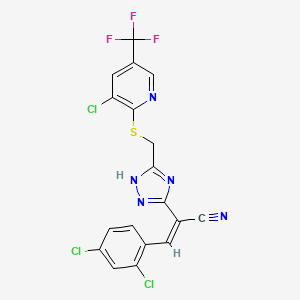 2-[3-({[3-chloro-5-(trifluoromethyl)-2-pyridinyl]sulfanyl}methyl)-1H-1,2,4-triazol-5-yl]-3-(2,4-dichlorophenyl)acrylonitrile