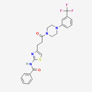 molecular formula C24H23F3N4O2S B2802037 N-(4-(3-oxo-3-(4-(3-(trifluoromethyl)phenyl)piperazin-1-yl)propyl)thiazol-2-yl)benzamide CAS No. 1049376-64-8