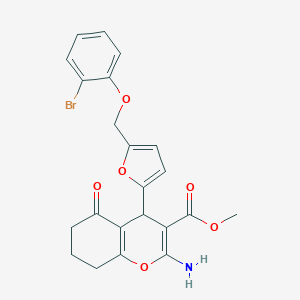 molecular formula C22H20BrNO6 B280204 methyl 2-amino-4-{5-[(2-bromophenoxy)methyl]furan-2-yl}-5-oxo-5,6,7,8-tetrahydro-4H-chromene-3-carboxylate 