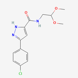 molecular formula C14H16ClN3O3 B2802041 3-(4-氯苯基)-N-(2,2-二甲氧乙基)-1H-吡唑-5-甲酰胺 CAS No. 1454587-50-8