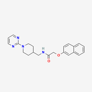 molecular formula C22H24N4O2 B2802043 2-(naphthalen-2-yloxy)-N-((1-(pyrimidin-2-yl)piperidin-4-yl)methyl)acetamide CAS No. 1235348-49-8