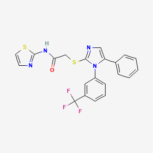 2-((5-phenyl-1-(3-(trifluoromethyl)phenyl)-1H-imidazol-2-yl)thio)-N-(thiazol-2-yl)acetamide