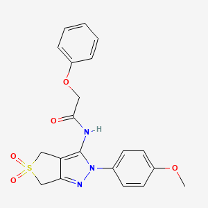 molecular formula C20H19N3O5S B2802048 N-[2-(4-methoxyphenyl)-5,5-dioxo-4,6-dihydrothieno[3,4-c]pyrazol-3-yl]-2-phenoxyacetamide CAS No. 450338-24-6