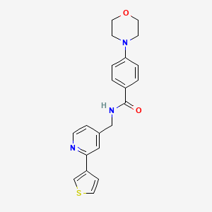 molecular formula C21H21N3O2S B2802050 4-吗啉基-N-((2-(噻吩-3-基)吡啶-4-基)甲基)苯甲酰胺 CAS No. 2034449-10-8