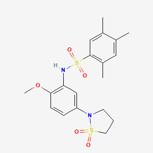 molecular formula C19H24N2O5S2 B2802053 N-(5-(1,1-dioxidoisothiazolidin-2-yl)-2-methoxyphenyl)-2,4,5-trimethylbenzenesulfonamide CAS No. 946260-71-5