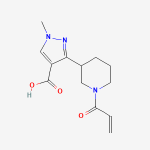 molecular formula C13H17N3O3 B2802056 1-Methyl-3-(1-prop-2-enoylpiperidin-3-yl)pyrazole-4-carboxylic acid CAS No. 2248768-92-3