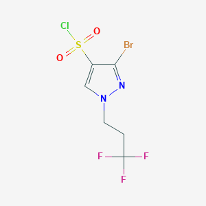 molecular formula C6H5BrClF3N2O2S B2802063 3-Bromo-1-(3,3,3-trifluoropropyl)pyrazole-4-sulfonyl chloride CAS No. 1946822-33-8