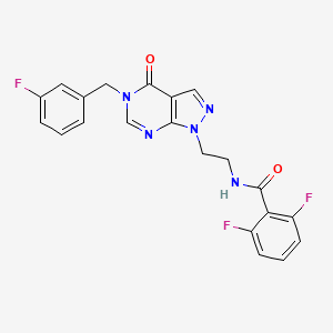 molecular formula C21H16F3N5O2 B2802071 2,6-difluoro-N-(2-(5-(3-fluorobenzyl)-4-oxo-4,5-dihydro-1H-pyrazolo[3,4-d]pyrimidin-1-yl)ethyl)benzamide CAS No. 922099-42-1