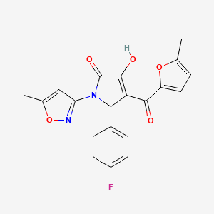 molecular formula C20H15FN2O5 B2802088 5-(4-fluorophenyl)-3-hydroxy-4-(5-methylfuran-2-carbonyl)-1-(5-methylisoxazol-3-yl)-1H-pyrrol-2(5H)-one CAS No. 618872-41-6