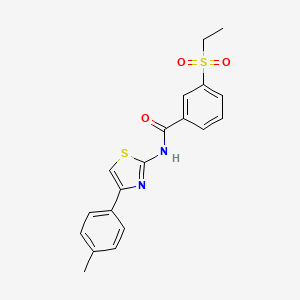 molecular formula C19H18N2O3S2 B2802091 3-(ethylsulfonyl)-N-(4-(p-tolyl)thiazol-2-yl)benzamide CAS No. 922818-64-2