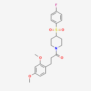 molecular formula C22H26FNO5S B2802097 3-(2,4-二甲氧基苯基)-1-(4-((4-氟苯基)磺酰基)哌啶-1-基)丙酮 CAS No. 1448029-12-6
