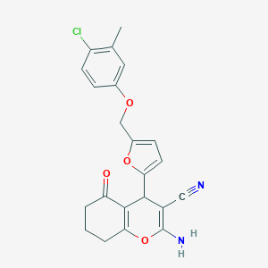 molecular formula C22H19ClN2O4 B280211 2-amino-4-{5-[(4-chloro-3-methylphenoxy)methyl]-2-furyl}-5-oxo-5,6,7,8-tetrahydro-4H-chromene-3-carbonitrile 