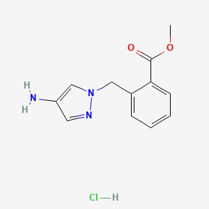 molecular formula C12H14ClN3O2 B2802110 2-(4-Aminopyrazol-1-ylmethyl)benzoic acid methyl ester hydrochloride CAS No. 1189891-69-7