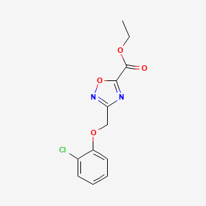 molecular formula C12H11ClN2O4 B2802113 Ethyl 3-[(2-chlorophenoxy)methyl]-1,2,4-oxadiazole-5-carboxylate CAS No. 261962-50-9