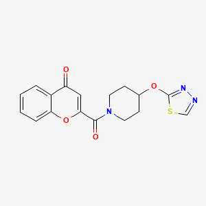 molecular formula C17H15N3O4S B2802117 2-(4-((1,3,4-噻二唑-2-基氧基)哌啶-1-甲酰基)-4H-香豆素-4-酮 CAS No. 2191265-46-8