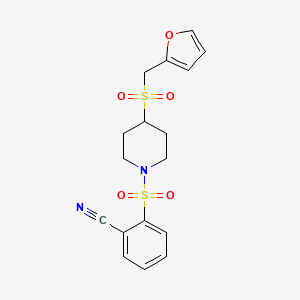 2-((4-((Furan-2-ylmethyl)sulfonyl)piperidin-1-yl)sulfonyl)benzonitrile