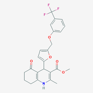 molecular formula C24H22F3NO5 B280213 Methyl 2-methyl-5-oxo-4-(5-{[3-(trifluoromethyl)phenoxy]methyl}furan-2-yl)-1,4,5,6,7,8-hexahydroquinoline-3-carboxylate 