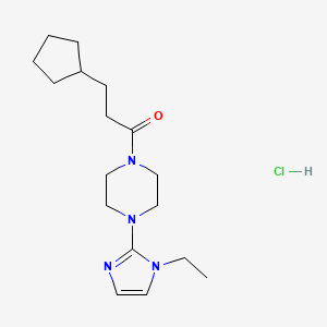 molecular formula C17H29ClN4O B2802130 3-环戊基-1-(4-(1-乙基-1H-咪唑-2-基)哌嗪-1-基)丙酮盐酸盐 CAS No. 1331235-26-7