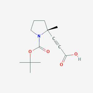 molecular formula C13H19NO4 B2802133 (R)-3-(1-(tert-Butoxycarbonyl)-2-methylpyrrolidin-2-yl)propiolic acid CAS No. 2230789-75-8