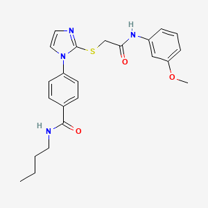 molecular formula C23H26N4O3S B2802138 N-butyl-4-(2-((2-((3-methoxyphenyl)amino)-2-oxoethyl)thio)-1H-imidazol-1-yl)benzamide CAS No. 1207060-24-9