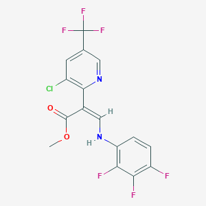 molecular formula C16H9ClF6N2O2 B2802144 methyl (Z)-2-[3-chloro-5-(trifluoromethyl)-2-pyridinyl]-3-(2,3,4-trifluoroanilino)-2-propenoate CAS No. 866135-59-3