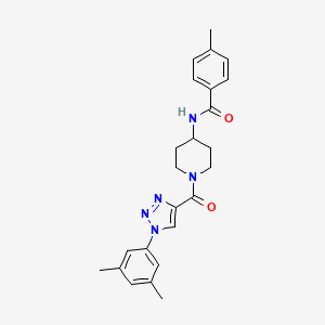molecular formula C24H27N5O2 B2802150 N-(1-(1-(3,5-dimethylphenyl)-1H-1,2,3-triazole-4-carbonyl)piperidin-4-yl)-4-methylbenzamide CAS No. 1251551-26-4