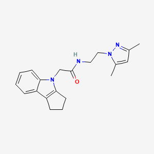 molecular formula C20H24N4O B2802154 2-(2,3-dihydrocyclopenta[b]indol-4(1H)-yl)-N-(2-(3,5-dimethyl-1H-pyrazol-1-yl)ethyl)acetamide CAS No. 1203215-04-6
