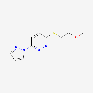 molecular formula C10H12N4OS B2802157 3-((2-methoxyethyl)thio)-6-(1H-pyrazol-1-yl)pyridazine CAS No. 1351661-51-2