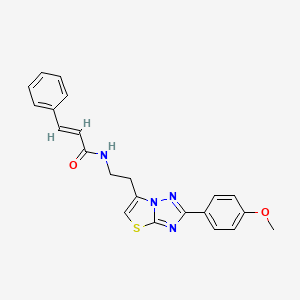 molecular formula C22H20N4O2S B2802158 N-(2-(2-(4-甲氧基苯基)噻唑并[3,2-b][1,2,4]三唑-6-基)乙基)肉桂酰胺 CAS No. 894029-54-0