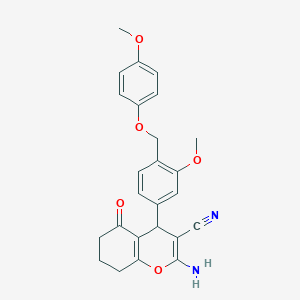 2-amino-4-{3-methoxy-4-[(4-methoxyphenoxy)methyl]phenyl}-5-oxo-5,6,7,8-tetrahydro-4H-chromene-3-carbonitrile