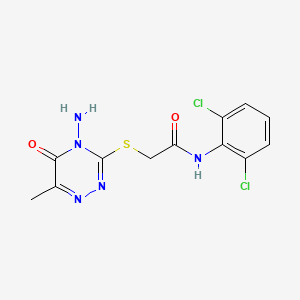 2-[(4-amino-6-methyl-5-oxo-1,2,4-triazin-3-yl)sulfanyl]-N-(2,6-dichlorophenyl)acetamide